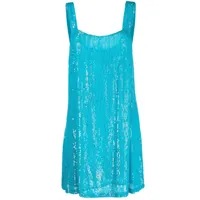 p.a.r.o.s.h. robe évasée à ornements de sequins - bleu