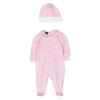 versace kids ensemble pyjama-bonnet à logo imprimé - rose