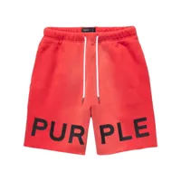 purple brand short de sport en coton à logo imprimé - rouge