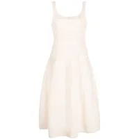 chloé robe en lin à empiècements contrastants - blanc