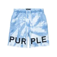 purple brand short en polaire à logo imprimé - bleu