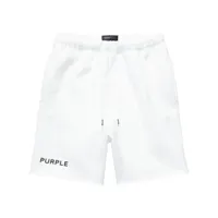 purple brand short de sport en coton à logo imprimé - blanc