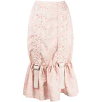 simone rocha jupe froncée à fleurs - rose