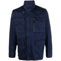 fay veste zippée en coton à design multi-poches - bleu