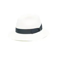 borsalino chapeau en paille tressée à ruban - blanc