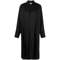 lemaire robe-chemise en coton à manches longues - noir