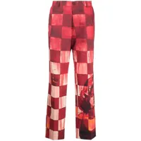 kidsuper pantalon en velours côtelé à design patchwork - rouge