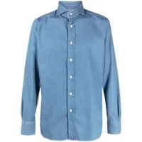 moorer chemise en coton à manches longues - bleu