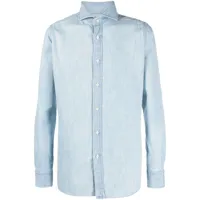 moorer chemise en coton à manches longues - bleu
