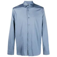 moorer chemise à manches longues en coton satiné - bleu