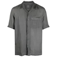 120% lino chemise en lin à manches courtes - gris