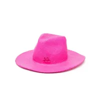 ruslan baginskiy chapeau tressé à logo strassé - rose
