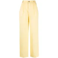 forte dei marmi couture pantalon ample en lin à taille haute - jaune