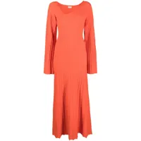 by malene birger robe en maille nervurée à design asymétrique - orange