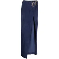 bally jupe portefeuille en daim à coupe longue - bleu