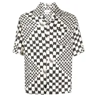 rhude chemise bicolore à imprimé géométrique - noir