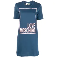 love moschino robe courte à logo imprimé - bleu