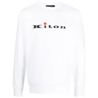 kiton sweat en coton à logo imprimé - blanc