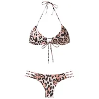 brigitte bikini à imprimé léopard - marron