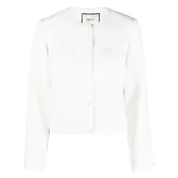 nissa veste en tweed à détails de franges - blanc