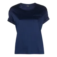 kiton t-shirt en coton à poche plaquée - bleu