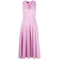 pinko robe évasée en coton à col v - rose