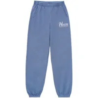 sporty & rich pantalon de jogging en coton à slogan imprimé - bleu