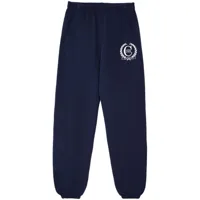sporty & rich pantalon de jogging crest en coton - bleu