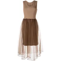 jnby robe mi-longue à design superposé - marron