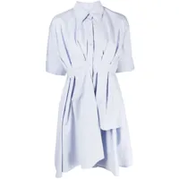 jnby robe-chemise asymétrique à fronces - bleu