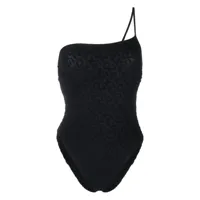 pinko maillot de bain asymétrique à motif monogrammé - noir