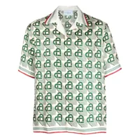 casablanca chemise heart monogram en soie - vert