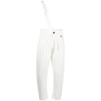 isabel benenato pantalon en lin à taille haute - blanc