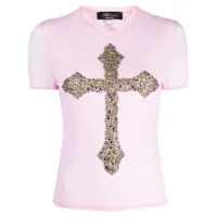 blumarine t-shirt à ornements de croix - rose