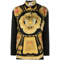 hermès pre-owned chemise en soie à imprimé byzantine (années 1990) - noir