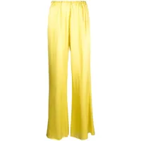 forte forte pantalon en satin à coupe évasée - jaune