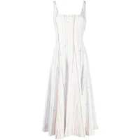 staud robe courte rayée à design sans manches - blanc