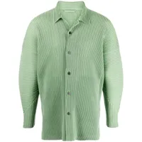 homme plissé issey miyake chemise boutonnée à design plissé - vert