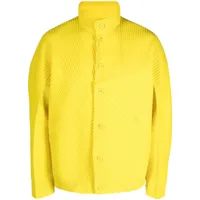 homme plissé issey miyake veste ample à design plissé - jaune