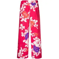 p.a.r.o.s.h. pantalon court en soie à fleurs - rose