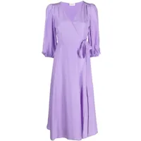 p.a.r.o.s.h. robe mi-longue froncée à col v - violet