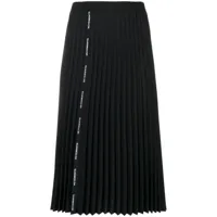 vetements jupe mi-longue à design plissé - noir