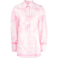 msgm chemise en coton à fleurs - rose