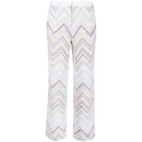 missoni pantalon de costume à motif zigzag - blanc
