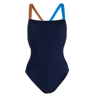 tory burch maillot de bain colour block à logo - bleu