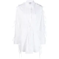msgm robe-chemise à détail de nœud - blanc