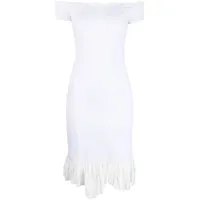 mm6 maison margiela robe mi-longue asymétrique à une épaule - blanc