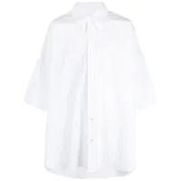 mm6 maison margiela chemise en coton à logo - blanc