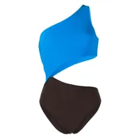 tory burch maillot de bain bicolore à design à une épaule - bleu