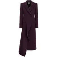 alexander mcqueen manteau croisé en laine à design asymétrique - violet